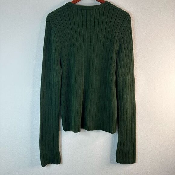 Vintage Abercrombie & Fitch Green Ribbed Knit Sweater Womens Medium Heavyweight - Picture 2 of 7